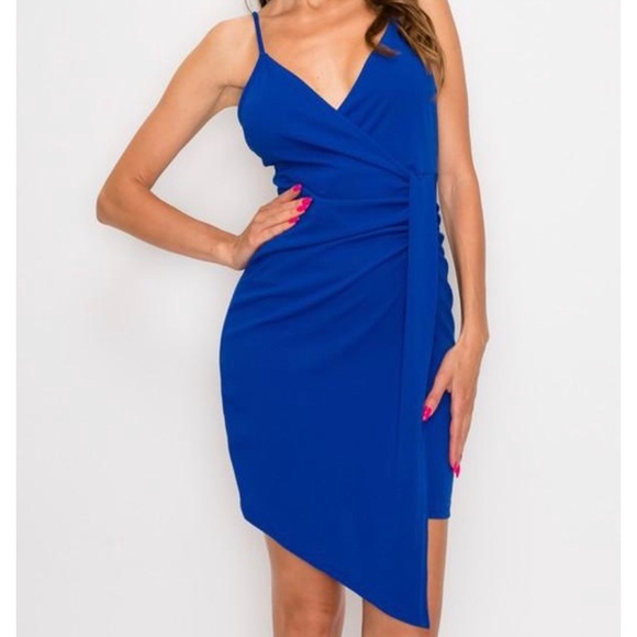 Royal Blue Cocktail Bodycon Dress - Picture 1 of 6